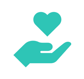 Heart floating above hand