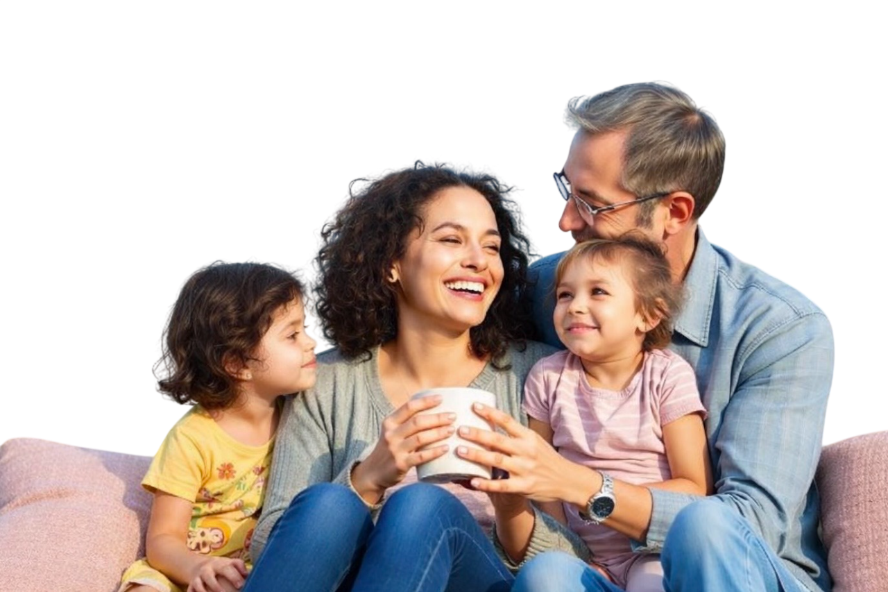Happy family enjoying quality time together outdoors.